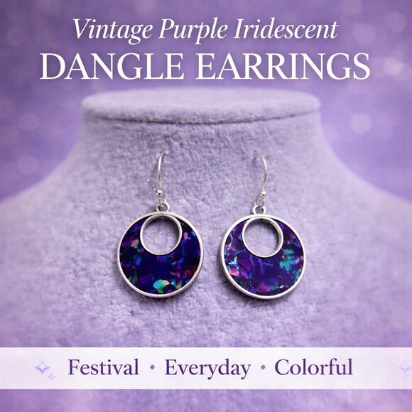 Jewelry - Vintage Purple Iridescent Dangle Earrings